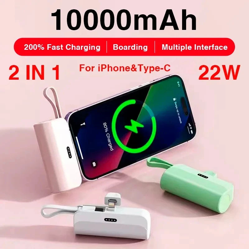 2-in-1 Mini Capsule Power Bank - 10000mAh Fast Charging