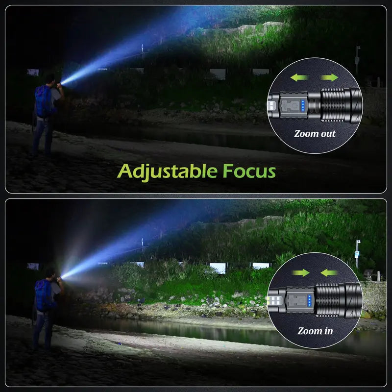 Ultimate Rechargeable Flashlight with Emergency Alarm Lights - Waterproof & Multipurpose