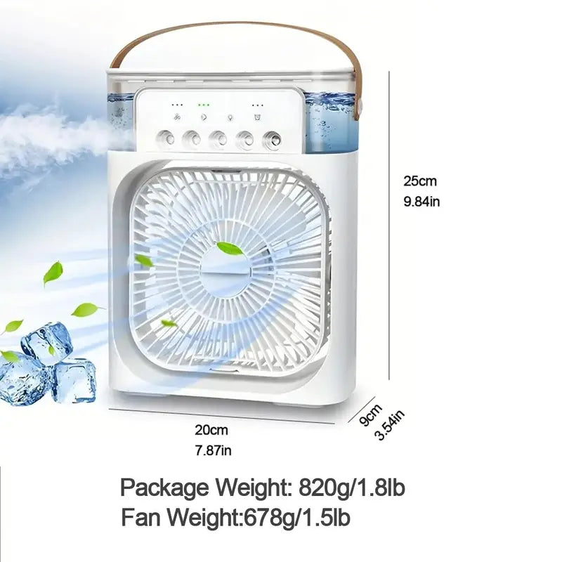 Portable 3-in-1 Mini Air Conditioner Fan with LED Light