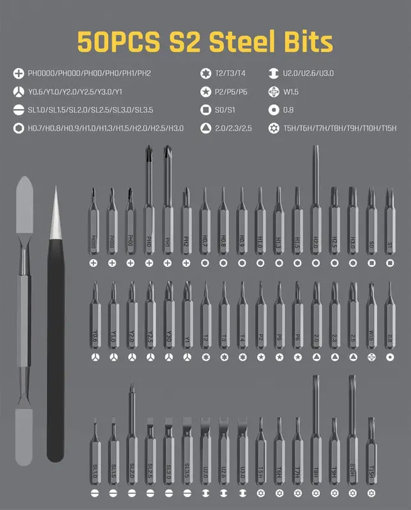 Mini Electric Screwdriver Set - 50-in-1 Precision Repair Tool for Electronics