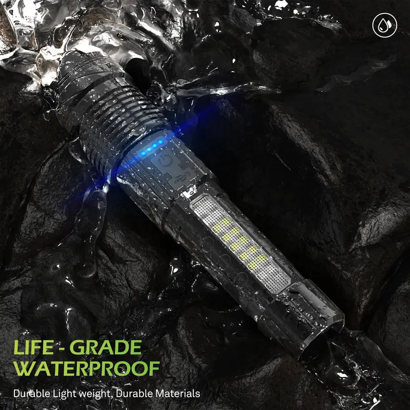 Ultimate Rechargeable Flashlight with Emergency Alarm Lights - Waterproof & Multipurpose