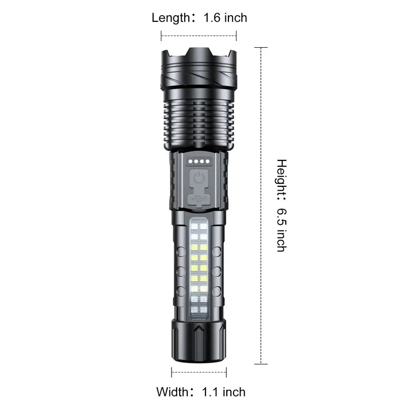 Ultimate Rechargeable Flashlight with Emergency Alarm Lights - Waterproof & Multipurpose