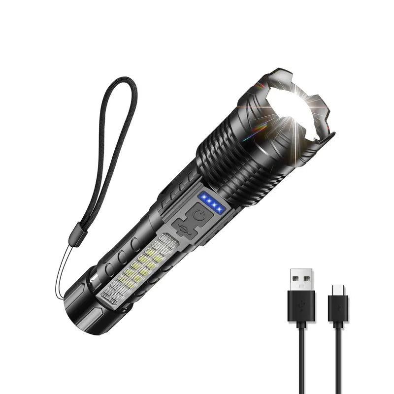 Ultimate Rechargeable Flashlight with Emergency Alarm Lights - Waterproof & Multipurpose