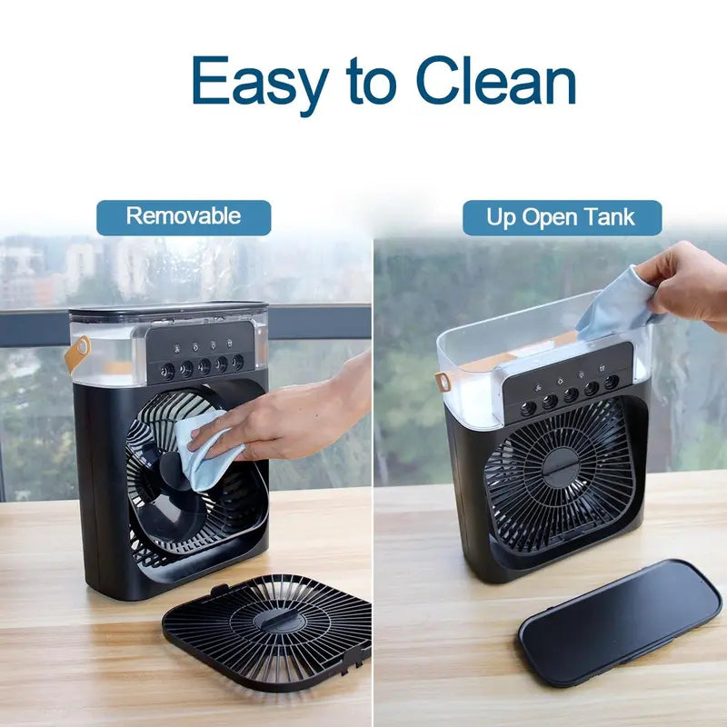 Portable 3-in-1 Mini Air Conditioner Fan with LED Light