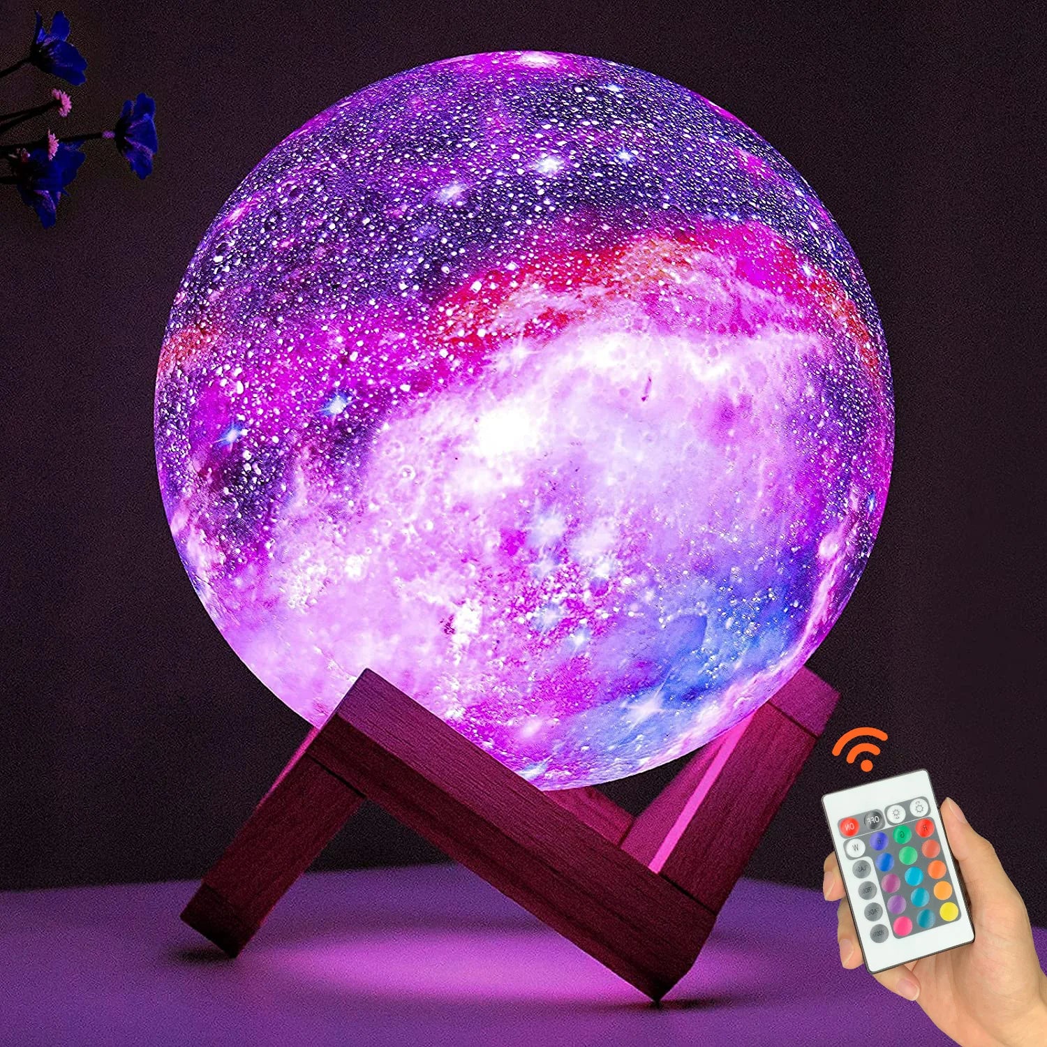 Galaxy Moon Lamp: 16 Color Changing Night Light with Remote Control - Perfect Gift for Kids