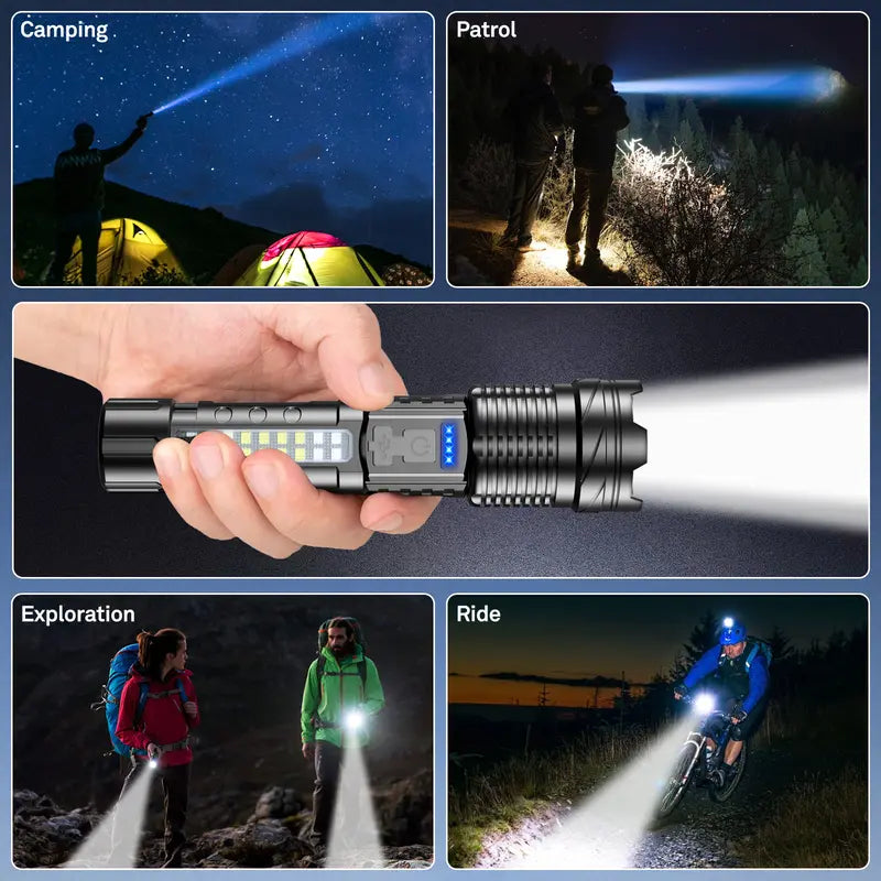 Ultimate Rechargeable Flashlight with Emergency Alarm Lights - Waterproof & Multipurpose