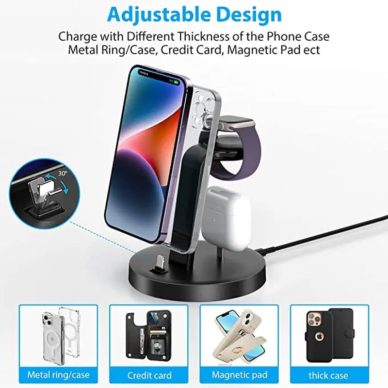 Ultimate 3-in-1 Wireless Charging Station for Apple Watch, Airpods, and iPhone