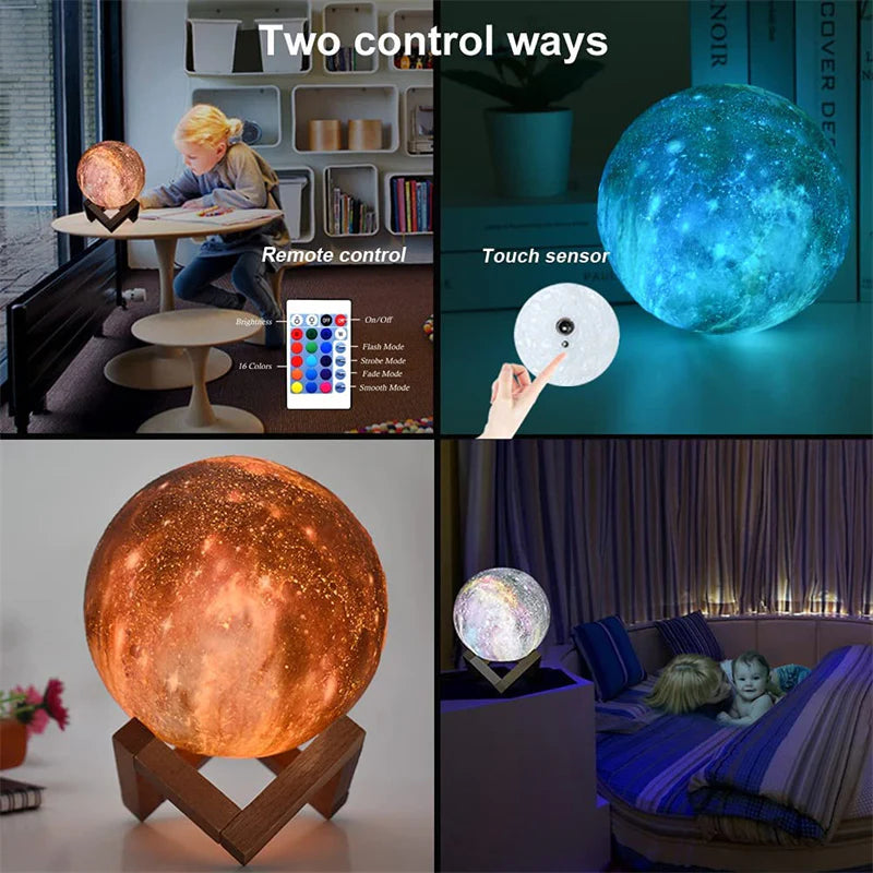 Galaxy Moon Lamp: 16 Color Changing Night Light with Remote Control - Perfect Gift for Kids