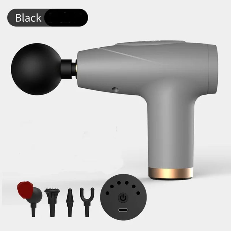 Portable Black Mini Massage Gun for Muscle Relaxation and Vibration Massage