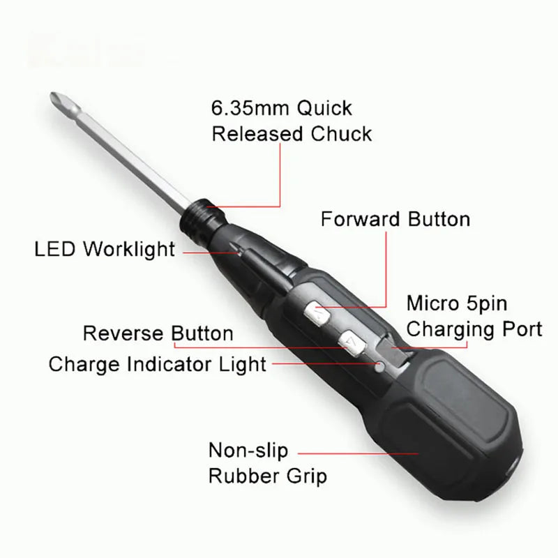 2-in-1 Rechargeable Screwdriver with LED Light - Perfect for DIY Projects!