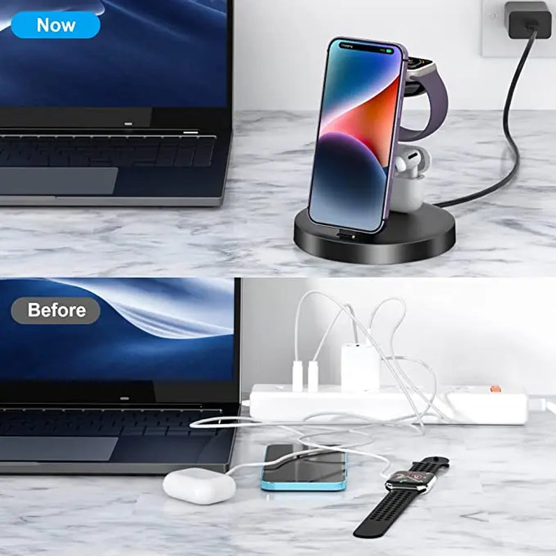 Ultimate 3-in-1 Wireless Charging Station for Apple Watch, Airpods, and iPhone