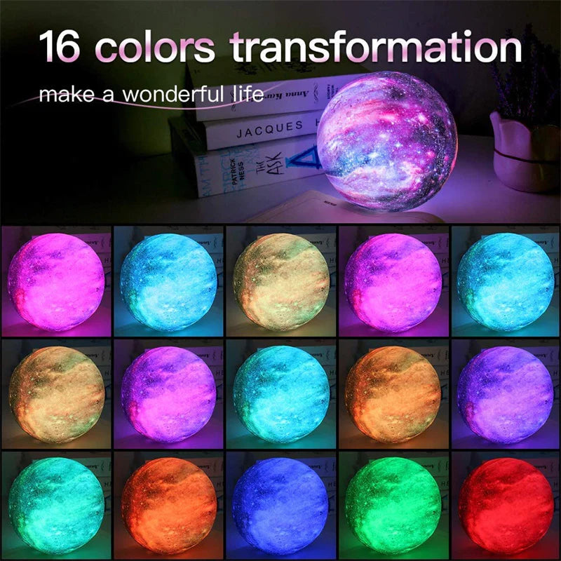 Galaxy Moon Lamp: 16 Color Changing Night Light with Remote Control - Perfect Gift for Kids